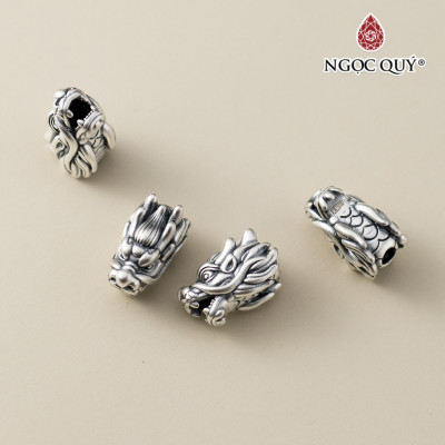 Charm bạc hình đầu rồng xỏ ngang - Ngọc Quý Gemstones