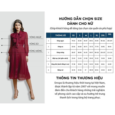 Đầm sơ mi dáng trẻ Emspo tay rút dây cách điệu SML2628