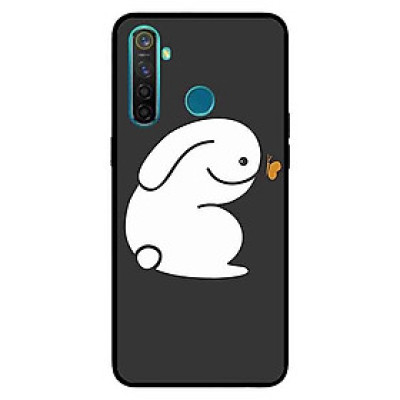 Ốp Lưng in cho Realme 5 Pro / Realme Q Mẫu Thỏ Nền Đen - Hàng Chính Hãng