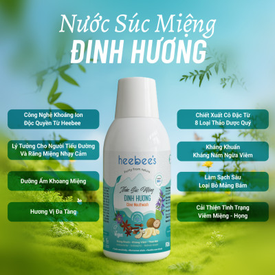 Nước Súc Miệng Thảo Dược Thuần Chay Chiết Xuất Đinh Hương Sạch khuẩn, Thơm Mát 150ml
