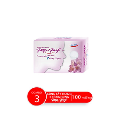 Combo Hộp Bông Tẩy Trang POP-PUF 2 Công Dụng, 100 Miếng/Hộp