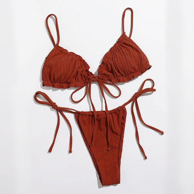 Bộ Đồ Bơi Bikini Màu Trơn Phong Cách Thời Trang Mới Cho Nữ