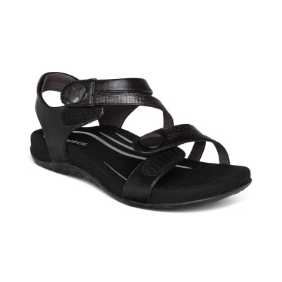Sandal sức khỏe nữ Aetrex Jess Black - giày quai hậu ôm vòm chân, đệm memoryfoam
