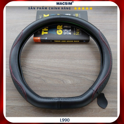 Bọc vô lăng cao cấp Macsim mã Dcut mã L990 màu đen chỉ đỏ