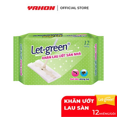 Khăn Giấy Ướt Lau Sàn Nhà LET-GREEN, Kháng khuẩn, Đuổi Kiến, Phòng Mạt, 12 Tờ/Bao