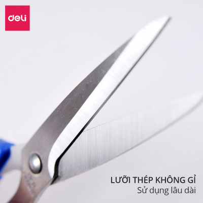 Kéo Văn Phòng 190Mm Deli, Đen/Xanh - E6001