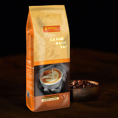 Cà Phê RANG XAY Napoly Coffee Robusta & Arabica Nguyên Chất, Rang Mộc, Đắng Dịu, Thơm Nồng Dành Cho PHA PHIN - Túi 500gr