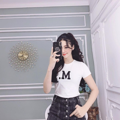 Áo thun nữ MXM in chữ M cổ tròn cotton 4 chiều form ôm body cực tôn dáng ( ANU003 )