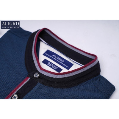 Áo polo nam cộc tay trơn màu xanh đậm aligro ALGPLO38