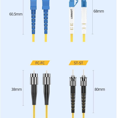 Ugreen UG80517NW132TK 10M ST-ST Màu vàng Cáp nhảy quang Single mode Simplex Fiber - HÀNG CHÍNH HÃNG