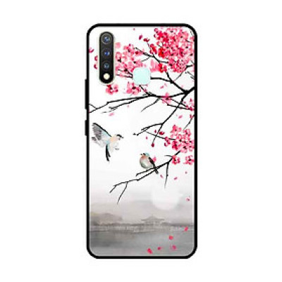 Ốp Lưng in cho Vivo Vivo Y19 /U3 /Y5s /U20 Mẫu Chim Nền Anh Đào - Hàng Chính Hãng