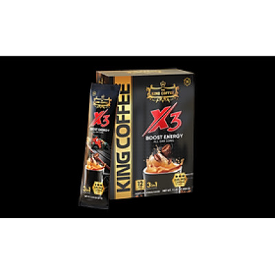 King Coffee Cà Phê Hòa Tan 3 in 1 X3 - Hộp 324g ( 12 gói x 27g) - Hàm lượng caffeine gấp 3 lần thông thường