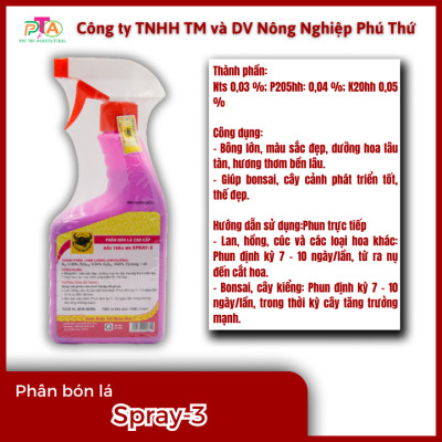 Phân Bón Lá Cao Cấp NPK Đầu Trâu MK SPRAY-3 Bình 500ml