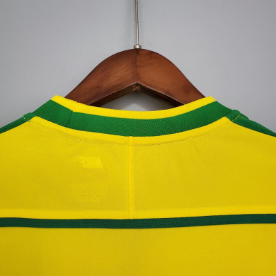 Áo Bóng Đá Retro Tuyển Brazil 1998 - Sân Nhà bản cao cấp vải Cotton Polyester