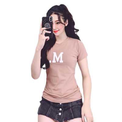 Áo thun nữ MXM in chữ M cổ tròn cotton 4 chiều form ôm body cực tôn dáng ( ANU003 )