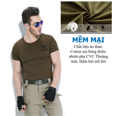 Áo Thun Nam Ngắn Tay Kiểu Lính Không Cổ  US ARMY U229, Chất Liệu Cotton Thoáng Mát, Mềm Mịn, Mát, Bền Màu-HÀNG CHÍNH HÃNG