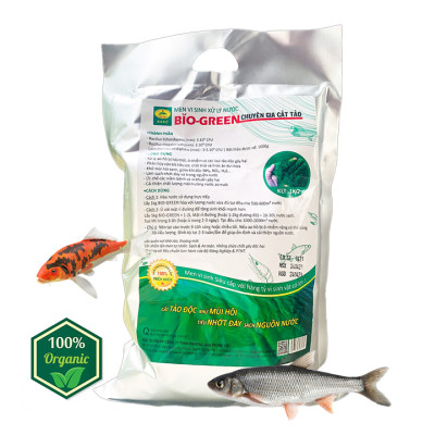 BIO-GREEN vi sinh xử lý nước ao hồ nuôi Cá Tôm bị ô nhiễm hoi thối. Cắt tảo xanh, tiêu nhớt đáy. Phân hủy cặn bã dư thừa làm trong sạch nguồn nước 