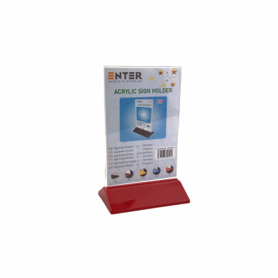 Kệ mica 2 mặt Enter E18 100x150mm đế màu, Kệ menu nhà hàng, Standee mica để bàn, Bảng quét mã QR Code