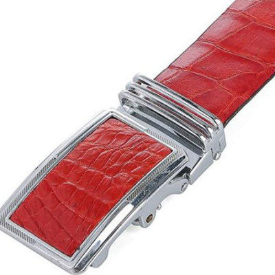 Thắt lưng nam da cá sấu Huy Hoàng màu đỏ HT4256