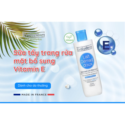 Sữa tẩy trang rửa mặt Evoluderm bổ sung Vitamin E giúp dưỡng ẩm và làm tươi trẻ làn da 500ml