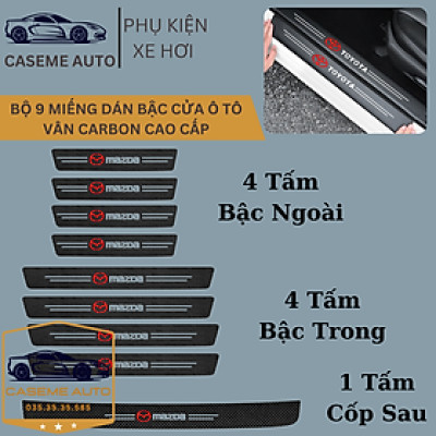 [MAZDA] Bộ 9 Miếng Dán Vân Carbon Chống Trầy Xước Bậc Cửa Ô Tô Dành Cho Hãng Xe MAZDA - Hàng Chính Hãng