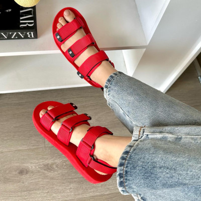 Giày Sandal Nữ The Bily 04W 3 Quai Ngang - Màu Đỏ BL04WD