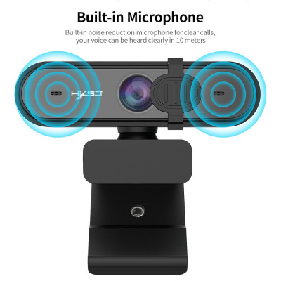HXSJ S6 1080P USB Webcam Auto Focus Web Camera with Privacy Cover Built-in Noise Reduction Microphone for Laptop Desktop