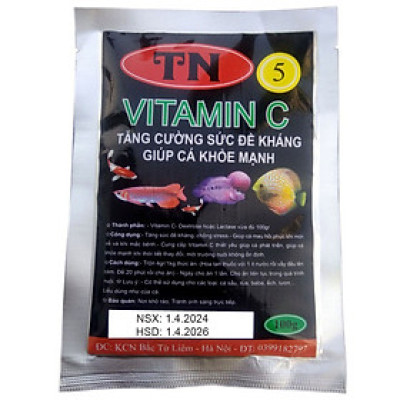 Bột Vitamin C TN 50Gr cho tôm cua cá, hải sản, ếch rùa, lươn, cá sấu ... tăng sức đề kháng khi thời tiết thay đổi, môi trường sống mới...