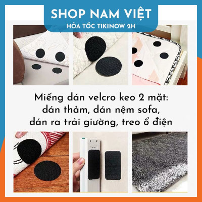 Set 10 Miếng Dán Velcro Tròn Kèm Keo 2 Mặt, Cố Định Thảm, Dán Nệm Sopha, Ra Trải Giường