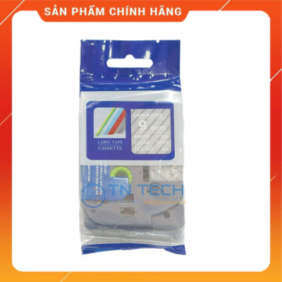 Nhãn In Tz2-125 - Trắng nền trong 9mm x 8m - Dùng cho máy in BROTHER - AIMO - PUTY [Hàng nhập khẩu]