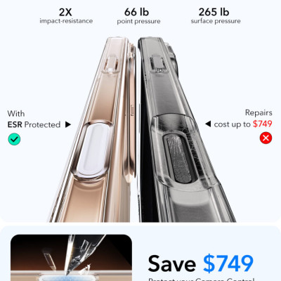 Ốp lưng sạc từ tính chân đế, có nút Camera Control ESR Classic Hybrid Case (Camera Control) cho iPhone 16 Promax_ Hàng Chính Hãng