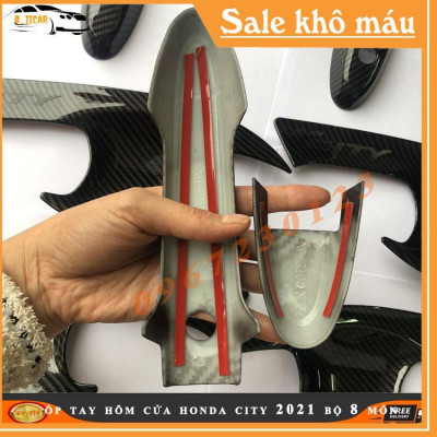 Bộ ốp tay và hõm cửa dành cho Honda City 2021 vân cacbon chống xước siêu đẹp và bền bỉ với thời gian