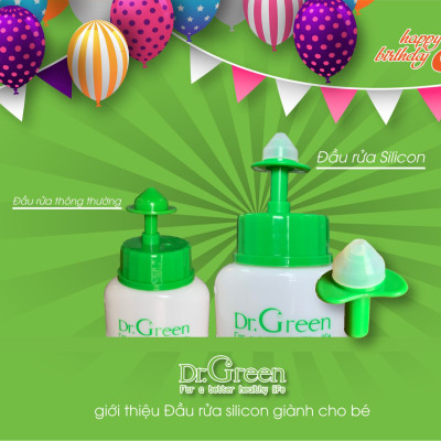 Bình rửa mũi Dr.Green|1 bình kèm 10 gói muối biển nha đam| Rửa mũi cho bé và người lớn| hỗ trợ điều trị viêm mũi, sổ mũi, viêm mũi dị ứng, viêm xoang