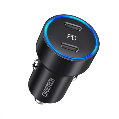 Tẩu Choetech C0054 sạc nhanh trên ô tô 2 cổng Type C 40W (Hàng chính hãng)