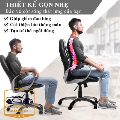 Tựa Lưng Lưới Đan Hạt Gỗ Dành Cho Ghế Ô Tô Và Văn Phòng Chống Mỏi Lưng - Hàng Chính Hãng