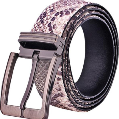 Thắt Lưng Nam Da Trăn Bản Lớn Đầu Kim Huy Hoàng HT4320 - Trắng