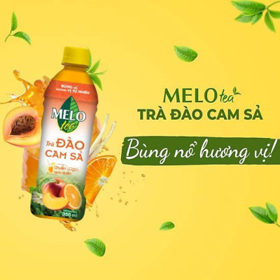 Thùng 24 Chai Trà Đào Cam Sả Melo Tea (355ml x 24 chai)