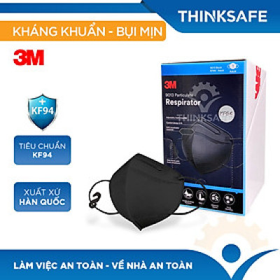 Khẩu trang phòng dịch 3M 9013 màu đen kháng khuẩn và chống bụi mịn đạt chuẩn KF94 tương đương với khẩu trang N95, chuyên dùng cho chống lây nhiễm, thiết kế không đau tai