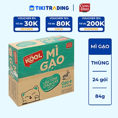 Thùng 24 Gói Mì Cung Đình Kool Mì Gạo Lẩu Tôm Chua Cay Kiểu Thái 84g