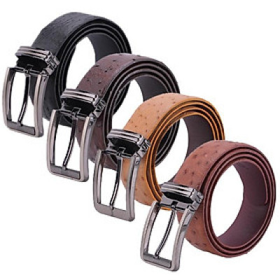 HC4438-39-40-41 - Thắt lưng nam da đà điểu Huy Hoàng da hột 4P đầu kim màu đen, nâu đất, vàng bò, nâu đỏ