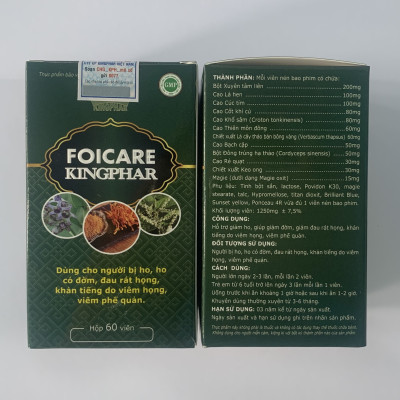 Viên uống Bổ phổi Foicare Kingphar, lọ 60v