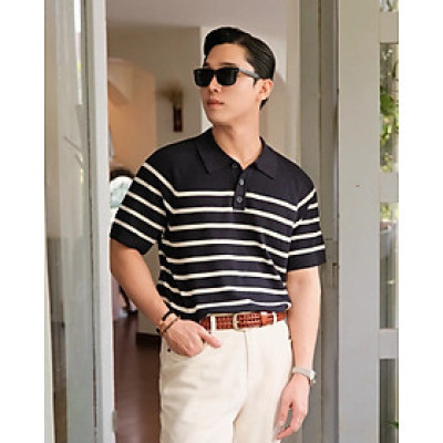 Áo Polo dệt kim nam kẻ sọc Form Fitted - RT 10F25KNI019 | ROUTINE CÀ MAU