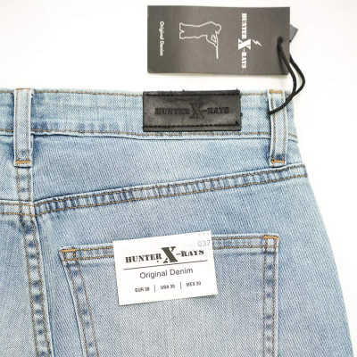 Quần Short Jeans Nam Cao Cấp HUNTER X-RAYS Form Slimfit Màu Xanh Wash Bạc S37