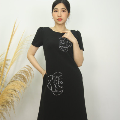 Đầm công sở TIFALU dáng suông thêu hoa bigsize