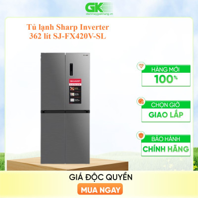Tủ lạnh Sharp Inverter 362 lít SJ-FX420V-SL - Hàng chính hãng (chỉ giao HCM)