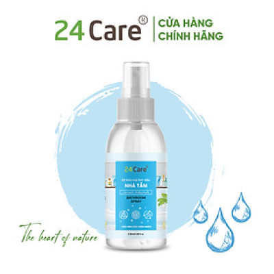 Xịt nhà tắm tinh dầu 24CARE 50m/100ml/250ml - Xịt lau chùi bồn rửa tay, kính - Khử mùi hôi sàn, không khí.