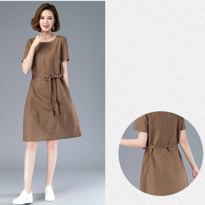 Đầm suông trung niên hoa lá, đầm form rộng da149
