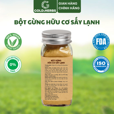 Hàng chính hãng - Bột gừng hữu cơ sấy lạnh GoldzHerbs, 100% nguyên chất, gia vị nấu ăn – 50g