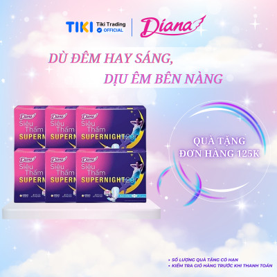 Combo 6 Băng Vệ Sinh Diana Super Night Có Cánh 29cm (Gói 4 Miếng)
