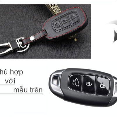 Bao da chìa khóa xe Hyundai Kona, Accent 2018 + móc khóa
